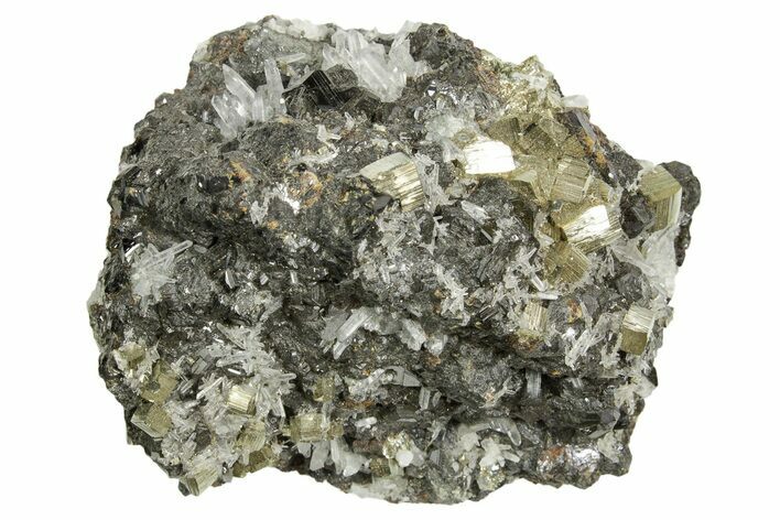 Cubic Pyrite Crystals and Quartz on Sphalerite - Peru #369828
